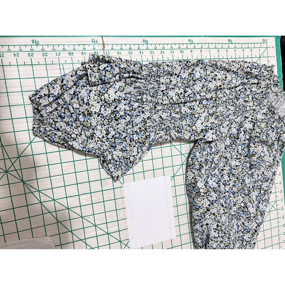 Lauren Ralph Lauren 1X Floral Off Shoulder Ruffle Blouse Blue Boho Cottagecore - Picture 6 of 10